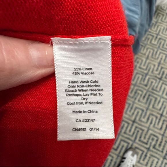 Talbots Petites Red Linen Blend Open Front Cardigan – Size SP - Picture 7 of 7